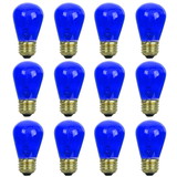 Sunlite 41482-SU S14 Incandescent Colored Party String Light Bulb, 11 Watts, Medium Base (E26), Dimmable, Mercury Free, Transparent Blue 12 Pack