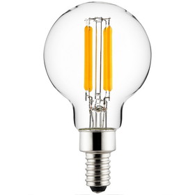 Sunlite 41547-SU LED G16.5 Filament Style Globe Light Bulb, 5 Watts (60W Equivalent), 500 lumens, Dimmable, Candelabra Base (E12), UL Listed, 30K Warm White, 6 Pack