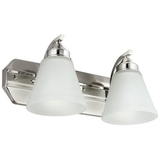 Sunlite 45056-SU FIX/FM/BATH/2LT/E26/BN/FR Vanity Fixture Two Light 17 Inch, Bell Shaped Frosted Glass, Brushed Nickel Finish