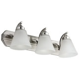 Sunlite 45057-SU FIX/FM/BATH/3LT/E26/BN/FR Vanity Fixture Three Light 24 Inch, Bell Shaped Frosted Glass, Brushed Nickel Finish