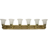 Sunlite 45465-SU B648D/PB/AL 6 Lamp Vanity Decorative Sconce Fixture, Polished Brass Finish, Alabaster Glass