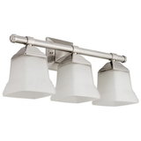 Sunlite 46063-SU FIX/SQ/BATH/3LT/E26/BN/FR Vanity Fixture Three Light 20 Inch, Bell Shaped Frosted Glass, Brushed Nickel Finish