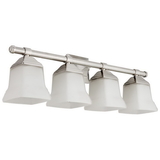 Sunlite 46064-SU FIX/SQ/BATH/4LT/E26/BN/FR Vanity Fixture Four Light 25 Inch, Bell Shaped Frosted Glass, Brushed Nickel Finish