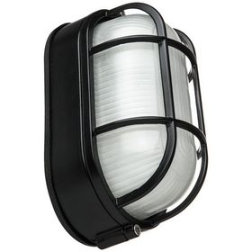 Sunlite 47020-SU ODI1020/BK Wall Mount Oval Style Outdoor Fixture, Black Powder Finish, Frosted Glass
