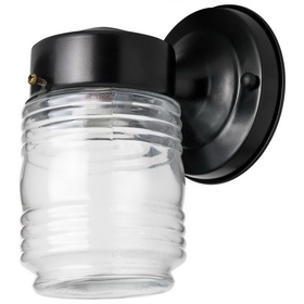 Sunlite 47040-SU ODI1040/BK Wall Mount Jar Style Outdoor Fixture, Black Finish, Clear Glass