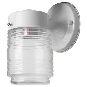 Sunlite 47050-SU ODI1050/WH Wall Mount Jar Style Outdoor Fixture, White Finish, Clear Glass