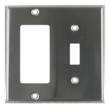 Sunlite 50620-SU E222/S 2 Gang Toggle Switch and Decorative Switch Receptacle Combo Plate, Steel