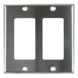 Sunlite 50718-SU E302/S 2 Gang Decorative Switch and Receptacle Plate, Steel