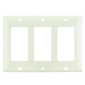 Sunlite 50732-SU E303/A 3 Gang Decorative Switch and Receptacle Plate, Almond