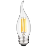 Sunlite 80421-SU EFC/LED/FS/4W/E26/D/E/CL/27K 80421 LED Filament CA11 Flame Tip Chandelier 4-Watt (40 Watt Equivalent) Clear Dimmable Light Bulb, 2700K - Warm White