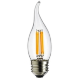 Sunlite 80449-SU EFC/LED/FS/4W/E26/D/CL/18K/CD2 LED Vintage Chandelier 4W (25W Equivalent) Light Bulb Medium (E26) Base, Warm White