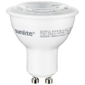 Sunlite 80521 LED MR16 Reflector Spotlight Bulb, 7 Watts (50W Halogen Bulb Replacement) 120 Volt, 550 Lumen, 35&#176; Flood Beam, GU10 Base, Dimmable, ETL Listed, 2700K Warm White, 1 Count