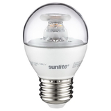 Sunlite 80548-SU G16/LED/7W/D/E26/CL/ES/27K LED G16 Globe 7W (60W Equivalent) Light Bulb Medium (E26) Base, Warm White