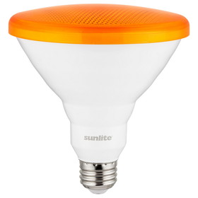 Sunlite 80555-SU LED Orange PAR38 Spot Light Bulb, 12 Watts, Medium (E26) Base, 35&#176; Flood Beam, Decorative, Holiday Lighting, Turtle + Wildlife Friendly, ETL Listed, 1 Pack