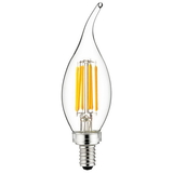 Sunlite 80662-SU CFC/LED/FS/5W/E12/D/CL/27K 80662 LED Filament CA11 Flame Tip Chandelier 5-Watt (60 Watt Equivalent) Clear Dimmable Light Bulb, 2700K - Warm White