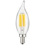 Sunlite 80679 LED Filament Flame Tip Chandelier Light Bulb, 4 Watts (40W Equivalent) 400 Lumens, Candelabra (E12) Base, Dimmable, Clear Glass Edison, UL Listed, 2700K Warm White, 1 Count