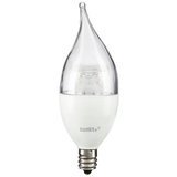 Sunlite 80772-SU CFC/LED/4.5W/E12/CL/D/ES/27K CFC/LED/5W/E12/CL/D/ES/27K LED Flame Tip Chandelier 5W (40W Equivalent) Light Bulb Candelabra (E12) Base, Soft White