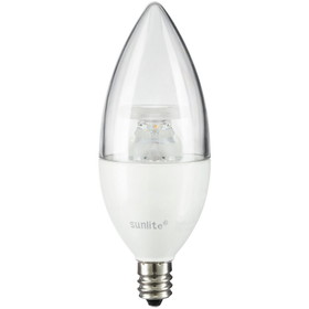 Sunlite 80783 LED B11 Clear Torpedo Tip Chandelier Light Bulb, 7 Watts (60W Equivalent) 500 Lumens, Candelabra E12 Base, Dimmable Energy Star and ETL Certified, 4000K Cool White, 1 Count