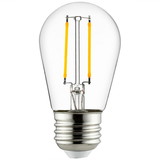 Sunlite 81079-SU LED S14 Filament Style String Light Bulb, UL Listed, 2 Watts (25W Equivalent), 200 Lumens, Medium Base (E26), Dimmable, Clear Glass, 2200K Amber, 1 Count