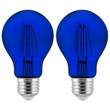 Sunlite 81080-SU A19/LED/FS/4.5W/TB/2PK 81080 LED Filament A19 Standard 4.5-Watt (60 Watt Equivalent) Colored Transparent Dimmable Light Bulb, Blue