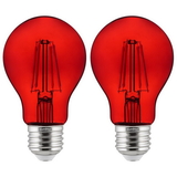 Sunlite 81082-SU A19/LED/FS/4.5W/TR/2PK 81082 LED Filament A19 Standard 4.5-Watt (60 Watt Equivalent) Colored Transparent Dimmable Light Bulb, Red
