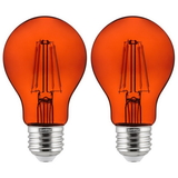 Sunlite 81085-SU A19/LED/FS/4.5W/TO/2PK 81085 LED Filament A19 Standard 4.5-Watt (60 Watt Equivalent) Colored Transparent Dimmable Light Bulb, Orange