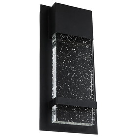 Sunlite 81170-SU LED Wall Sconce with Rain Glass Panel, 13.75&#8243; Tall, 6.5&#8243; Wide, 12 Watts, Indoor/Outdoor, Black Finish, ADA Compliant, 30K &#8211; Warm White 13.75-Inch/6.5-Inch