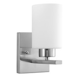 Sunlite 81319-SU 4.75″ Modern Cylinder Vanity Light Fixture, Wall Mount, Medium (E26) Socket, Standard A19 Bulb Required (60W Max), Frosted Glass Shade, Brushed Nickel Base 1-Light