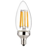 Sunlite 81336 LED Edison B11 Torpedo Tip Chandelier Light Bulb, 8.8 Watts (75 W Equivalent) 800 Lumens, Candelabra E12 Base, Dimmable, UL Listed, Title 20 Compliant, 90 CRI, 2700K Warm White, 1 Pack