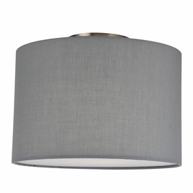 Sunlite 90167 Semi-Flush Fabric Drum Ceiling Light Fixture, Medium Base (E26), 120 Volts, Grey, ETL Listed, For Residential &#038; Commercial Use