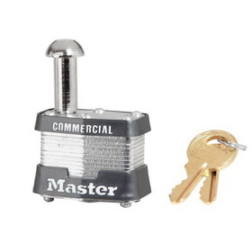 Master Lock 443LE KA #0737 Laminated Steel Pin Tumbler Vending and Meter 1-9/16" Padlock, 7/8" Shackle