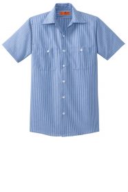 Red Kap CS20LONG Long Size Short Sleeve Striped Industrial Work Shirt