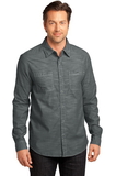 District DM3800 Made - Mens Long Sleeve Washed Woven Shirt