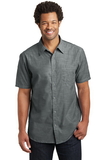 District DM3810 Made Mens Short Sleeve Washed Woven Shirt
