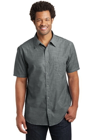 Custom District Made&#174; Mens Short Sleeve Washed Woven Shirt - DM3810