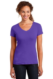 District DM401 Made Ladies Mini Rib V-Neck Tee