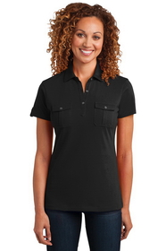 Custom District DM433 Made Ladies Double Pocket Polo