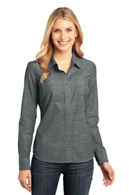 District Made&#174; - Ladies Long Sleeve Washed Woven Shirt - DM4800