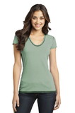 Custom District DT2202 Juniors Faded Rounded Deep V-Neck Tee