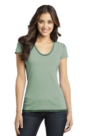 Custom District DT2202 Juniors Faded Rounded Deep V-Neck Tee