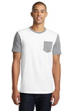 District DT6000SP Young Mens Very Important Tee with Contrast Sleeves and Pocket