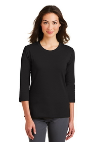 Custom Port Authority L517 Ladies Modern Stretch Cotton 3/4-Sleeve Scoop Neck Shirt