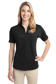Custom Port Authority L556 Ladies Stretch Pique Button-Front Shirt