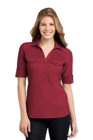 Custom Port Authority L557 Ladies Oxford Pique Double Pocket Polo