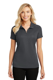 Custom Port Authority L580 Ladies Pinpoint Mesh Zip Polo