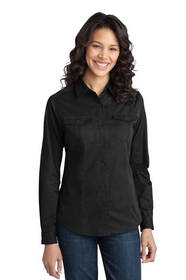 Custom Port Authority L649 Ladies Stain-Release Roll Sleeve Twill Shirt