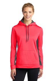 Sport-Tek LST235 Ladies Sport-Wick Fleece Colorblock Hooded Pullover