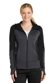 Sport-Tek LST245 Ladies Tech Fleece Colorblock Full-Zip Hooded Jacket