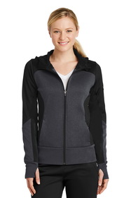 Sport-Tek&#174; Ladies Tech Fleece Colorblock Full-Zip Hooded Jacket - LST245