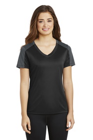 Sport-Tek LST354 Ladies PosiCharge Competitor Sleeve-Blocked V-Neck Tee